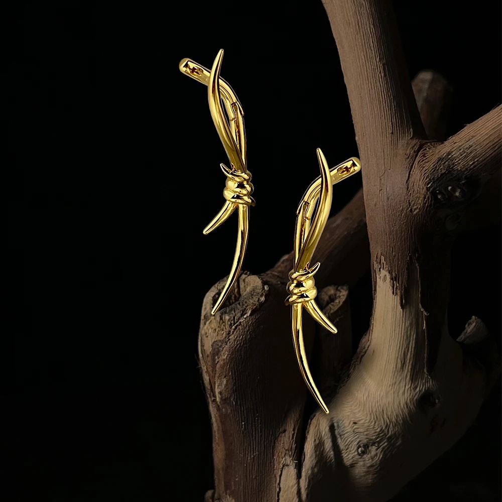 

ENFASHION Thorns Hoop Earrings For Women Aretes De Mujer Gold Color Plant Earings Fashion Jewelry Christmas Wholesale E221457