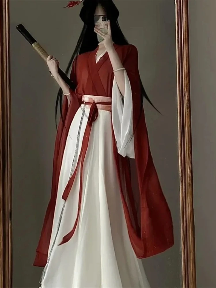 WeiJin – robe Hanfu rouge de la dynastie, vêtements traditionnels chinois pour femmes, Costumes de danse de princesse Cospaly de scène rétro