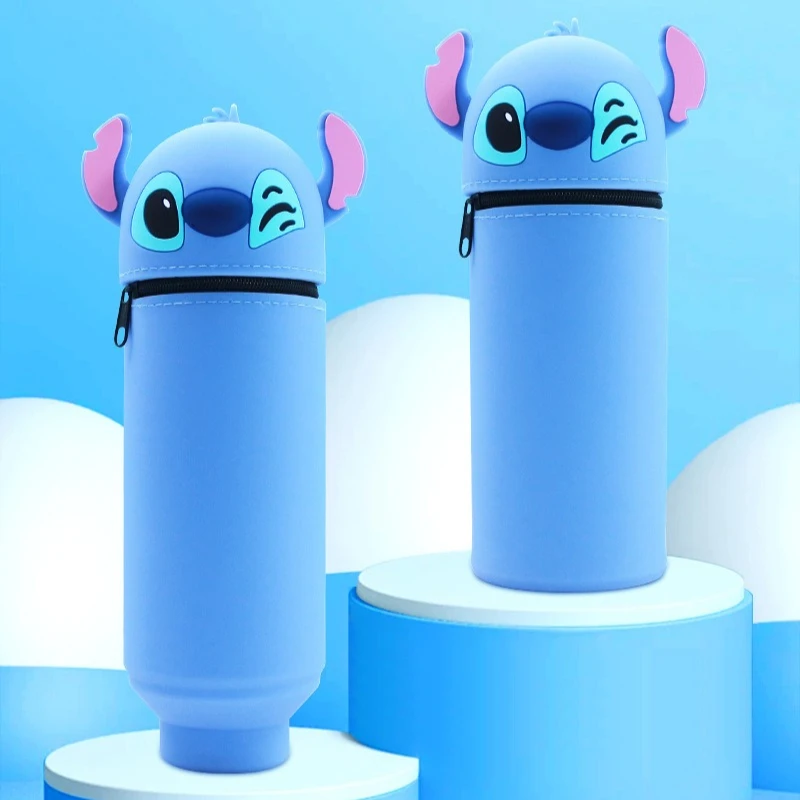 

Lilo & Stitch Silicone Folding Pen Holders Cartoon Anime Vertical Telescopic Pencil Case School Students Boys Girls Pen Bags New