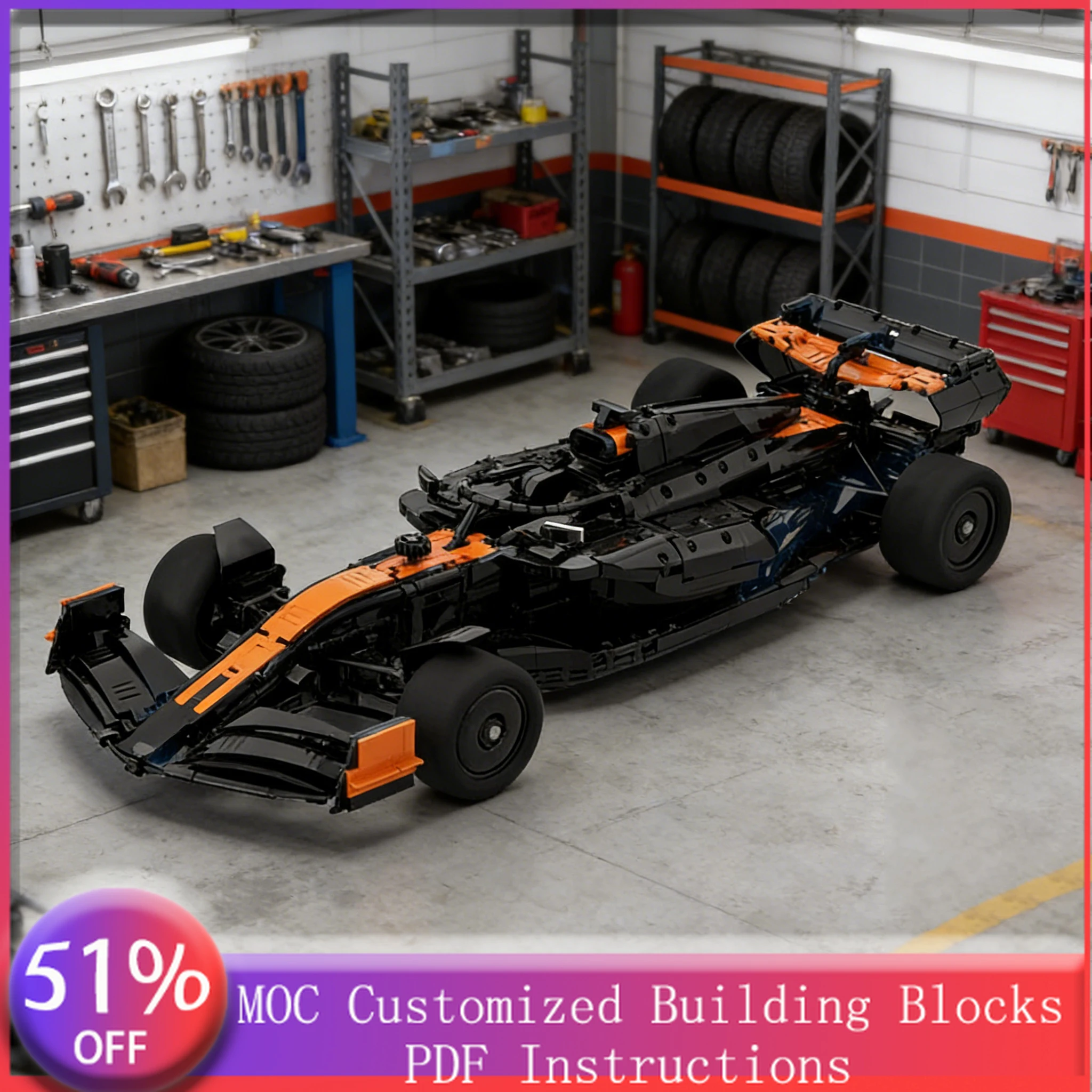 Voiture de sport à quatre roues, 3429 pièces, MOC personnalisable, modèle de blocs de construction modulaires, technologie DIY, jouet pour garçon, cadeau d'anniversaire