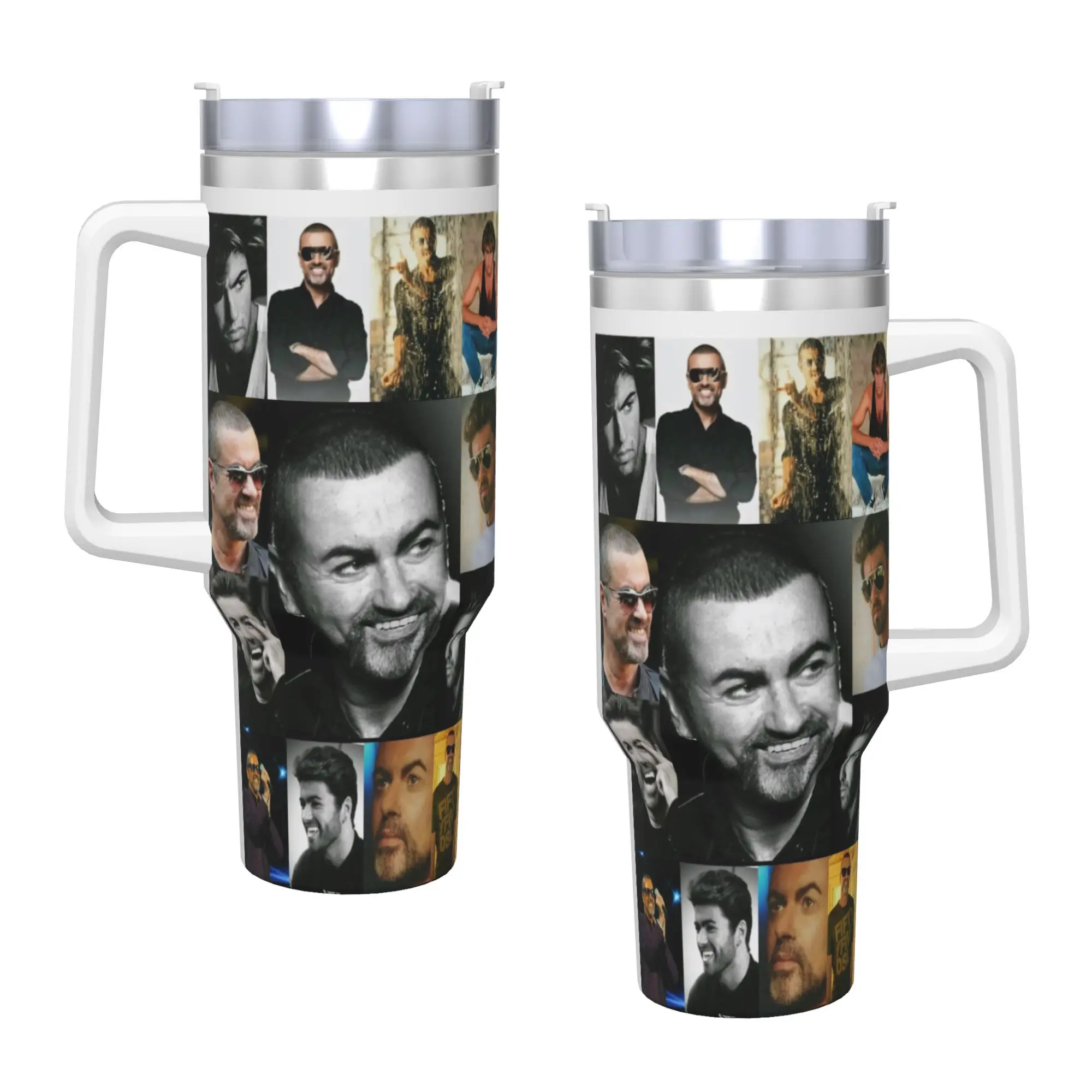 Stainless Steel Tumbler George Michael British Singer Mugs Cup With Straws  Beach Cold Drink Water Bottle Leakproof Coffee Mug
