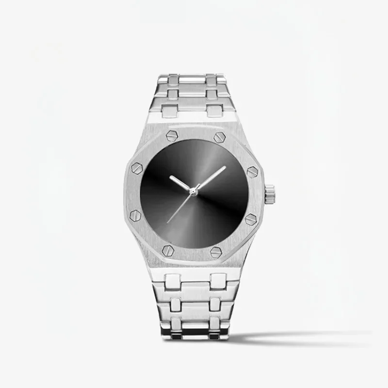 Logo-free square watch, male niche design, silver steel belt, minimalist student quartz watch