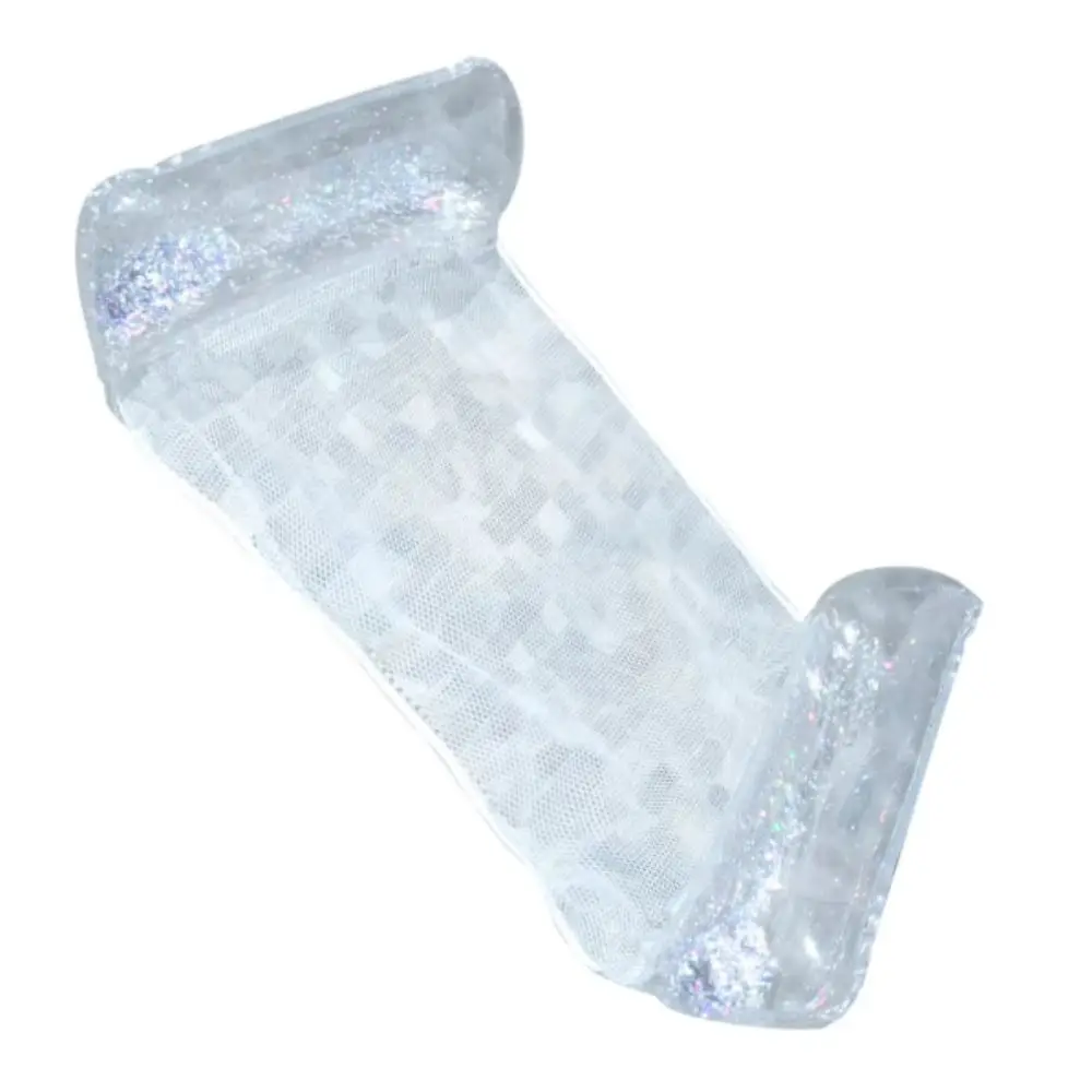 Foldable Inflatable Water Hammock Transparent Glitter Durable PVC Floating Lounge Chair Stripe Pattern Inflatable Design