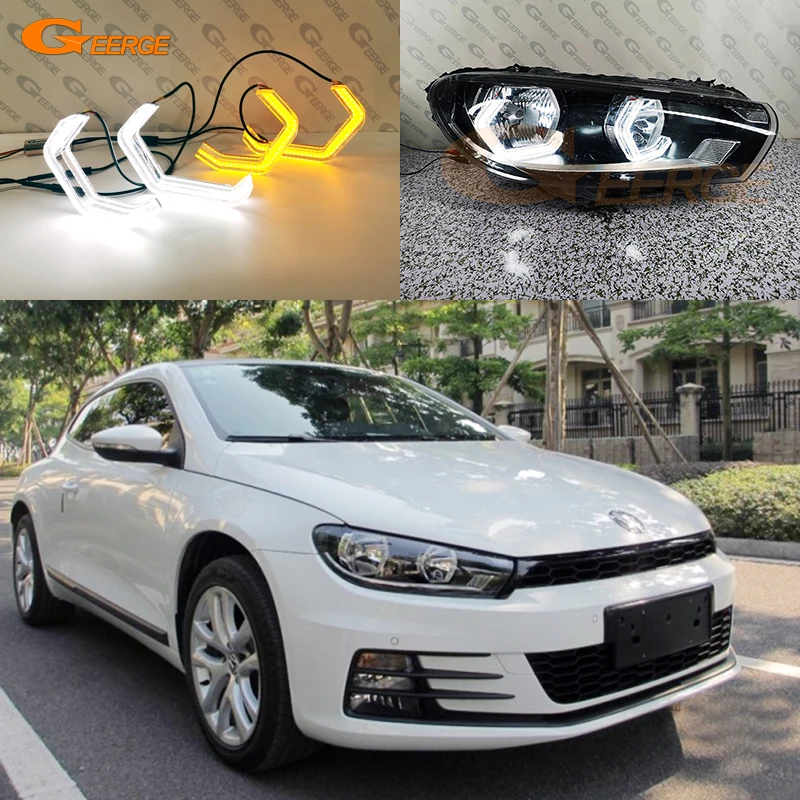 For Volkswagen VW Scirocco III MK3 2008 - 2017 Day Light Turn Signal M4 Iconic Style Ultra Bright Led Angel Eyes Kit Halo Rings