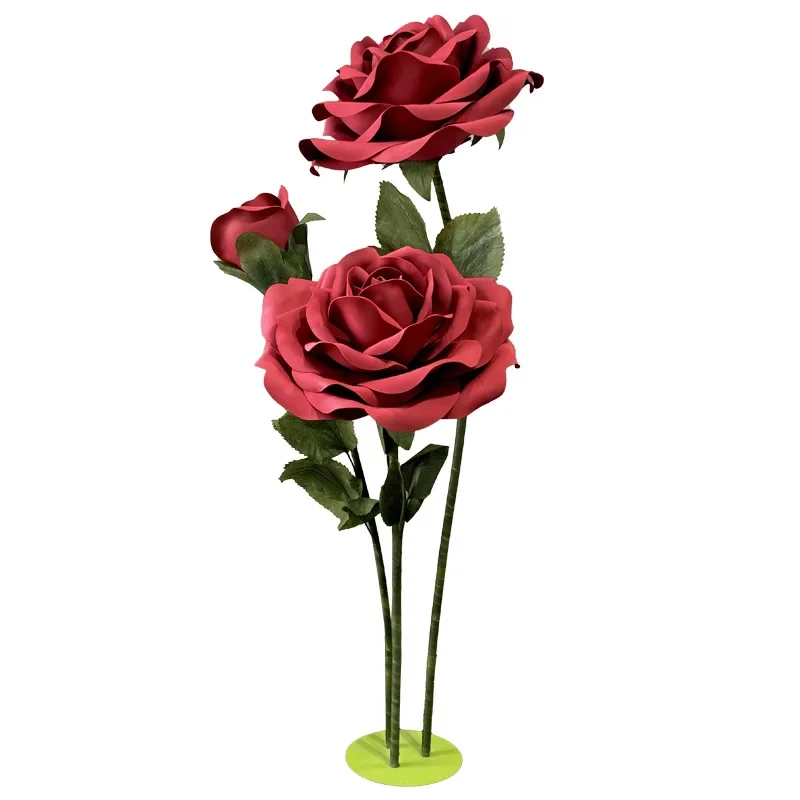 

Large handmade roses, outdoor, shopping mall window Internet celebrity clock in decoration