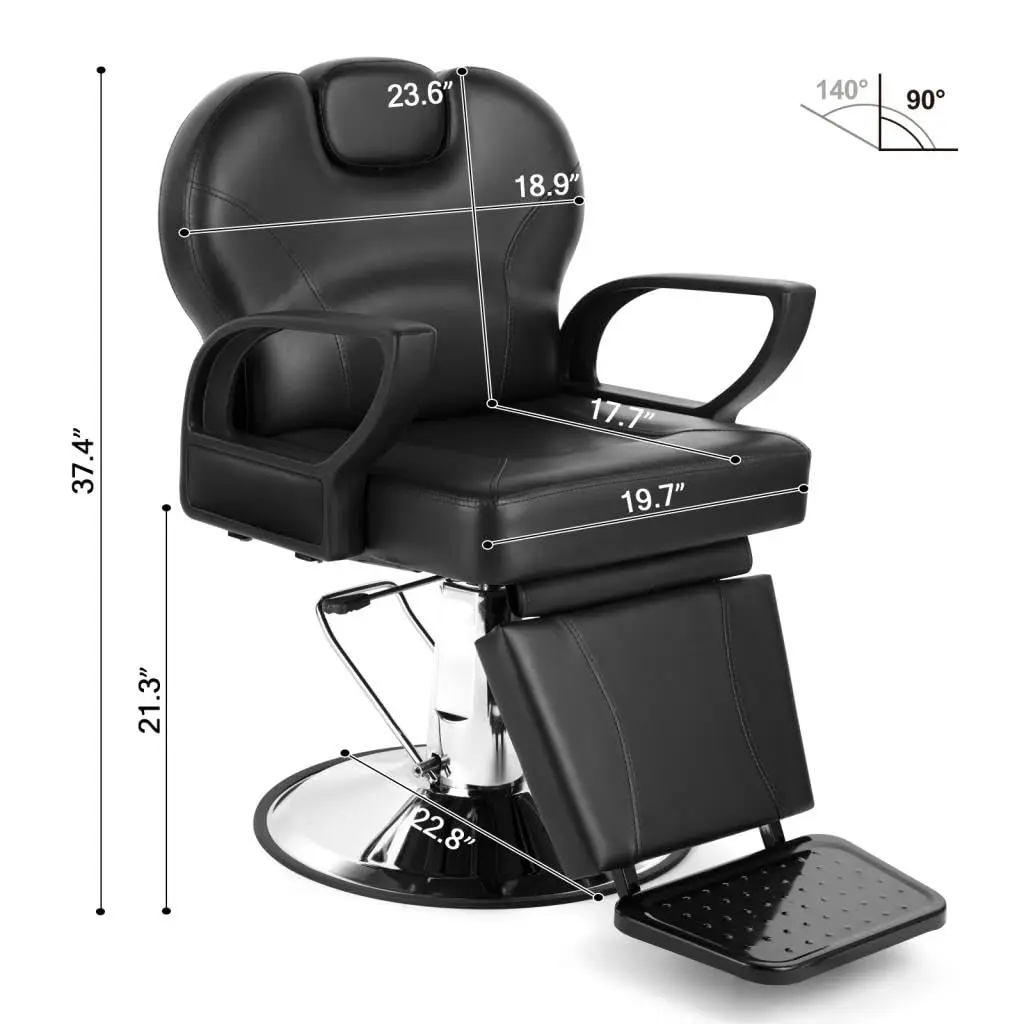 Barber Chair Reclining Salon Chair for Hair Stylist, Black