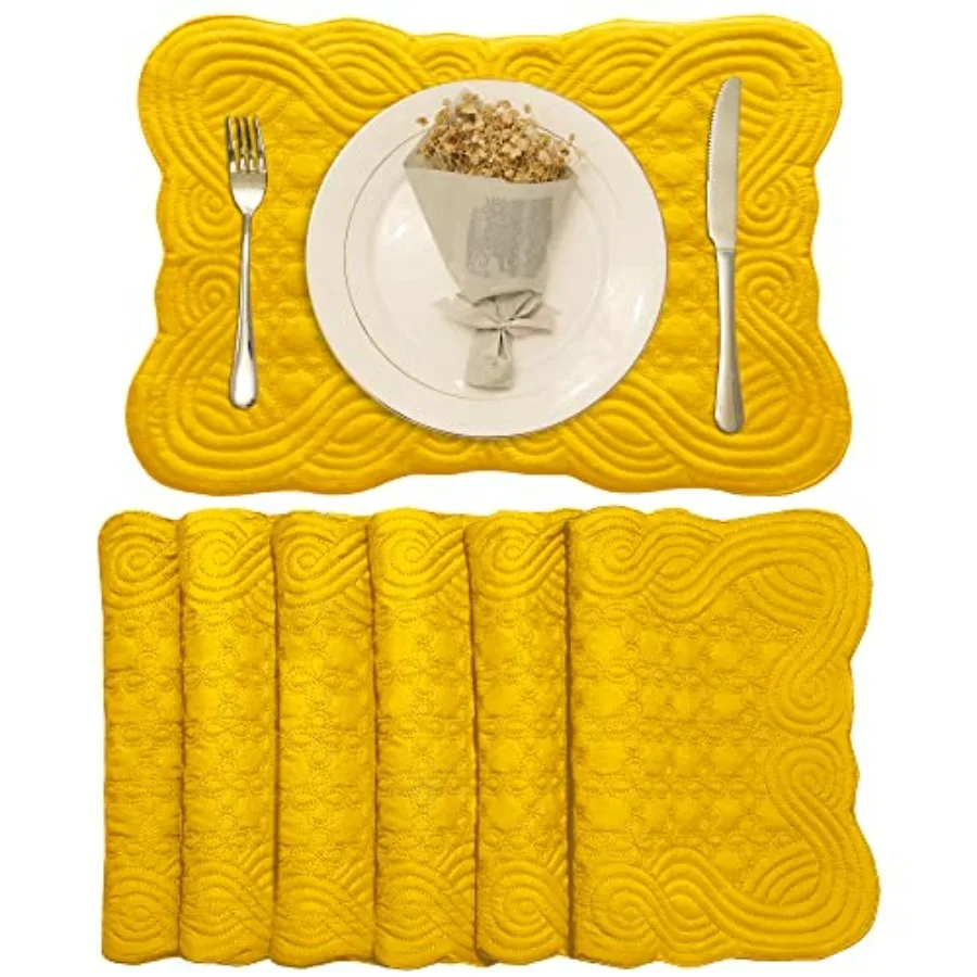 

Набор из 6 стеганых подставок под тарелки Loom and Mill, натуральная ткань, в стиле фермерского дома, двухслойные, моющиеся, для кухни