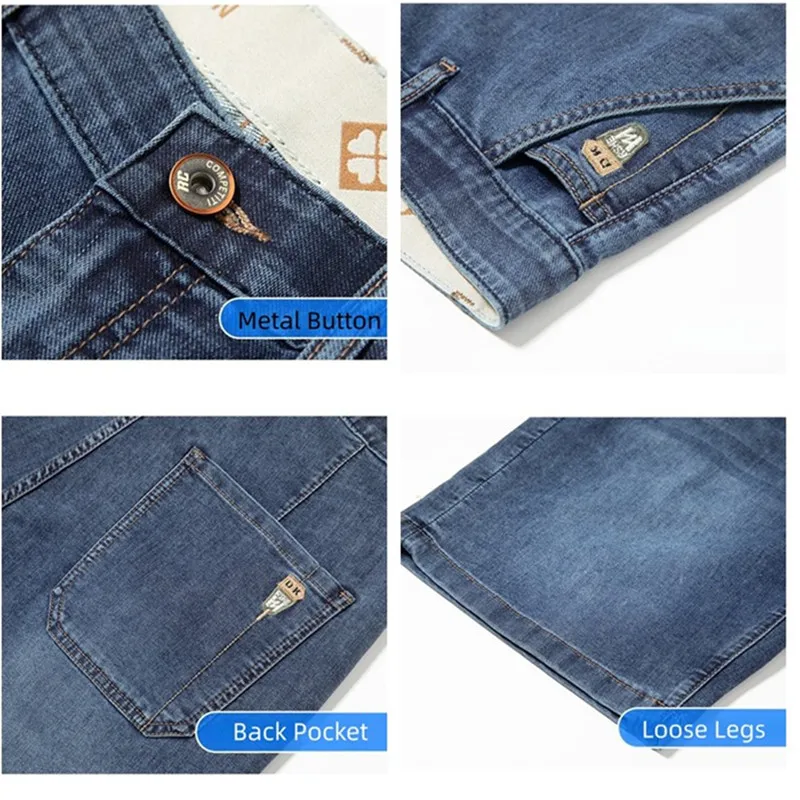 Men Big and Tall Denim Shorts 6XL 7XL 8XL Relaxed Fit Stretch Jean Bermuda Comfy Summer Loose Wide Leg Lightweight Half Trousers view 5