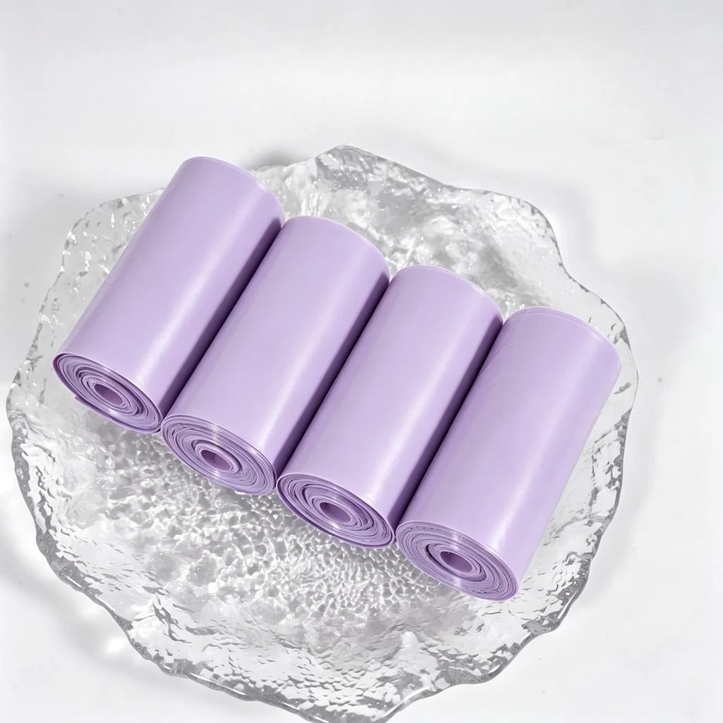4-roll purple dog poop bag, extra thick strong leak-proof pet waste bag, portable refill roll, disposable cleaning bag.
