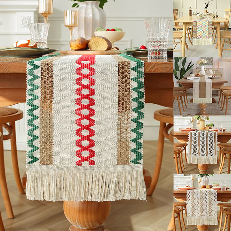 Simples luz luxo corredor de mesa algodão juta emenda estilo boêmio com borlas jantar decoração mesa casa