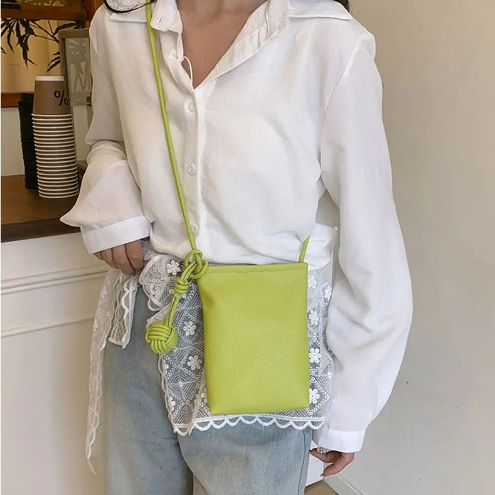PU Leather Mobile Phone Crossbody Bag Small Purses Candy Color Leather Trend Shoulder Bag Simple Soft Mini Summer Shoulder Bags