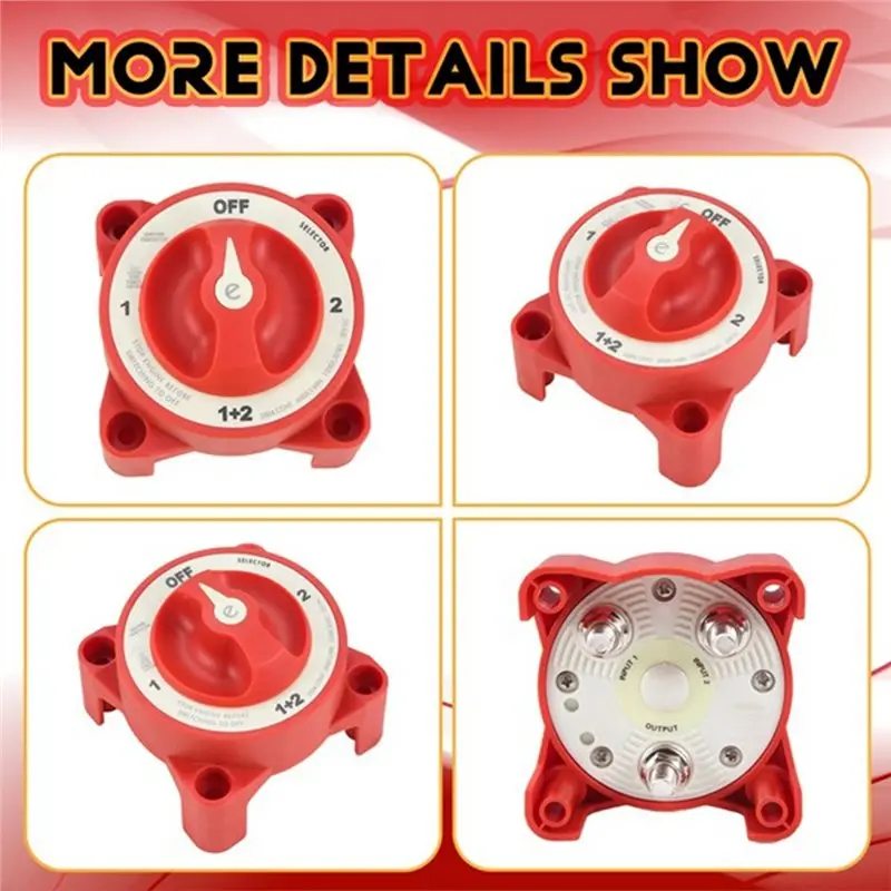 A85E-DC 32V 350A 2Pcs For Marine Boat Battery Switch 4-Position Disconnect Selector Switch Battery