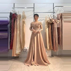 Exquisite Princess Women's Evening Dresses A Line Sexy Appliques Strapless Prom Gowns Long Sleeve Fashion Party Vestidos 2024