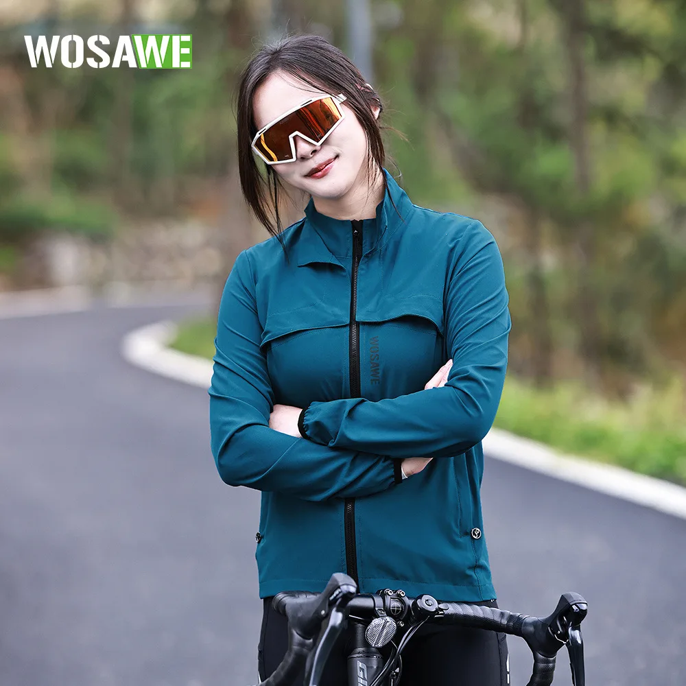 

WOSAWE Women Cycling Windbreaker Gravel Sport Windshield Long Sleeve Jacket Sleeveless Vest Camping Hunting Hiking MTB Clothes