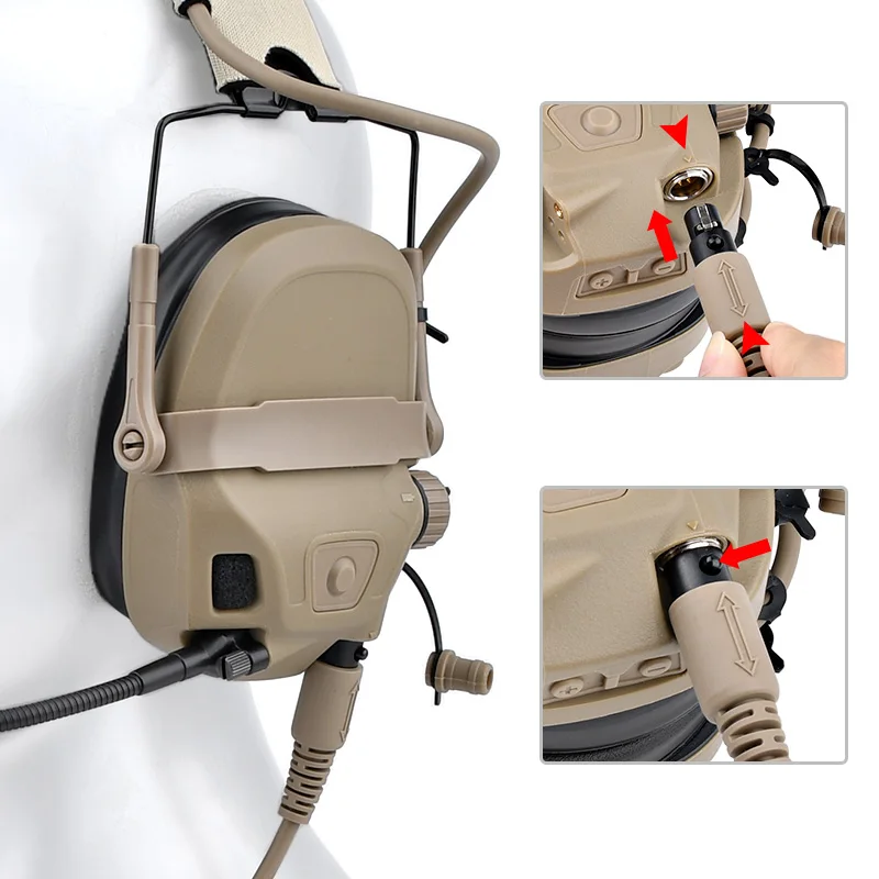APM Auriculares tácticos con cancelación de ruido y PTT airsoft - imagen 2