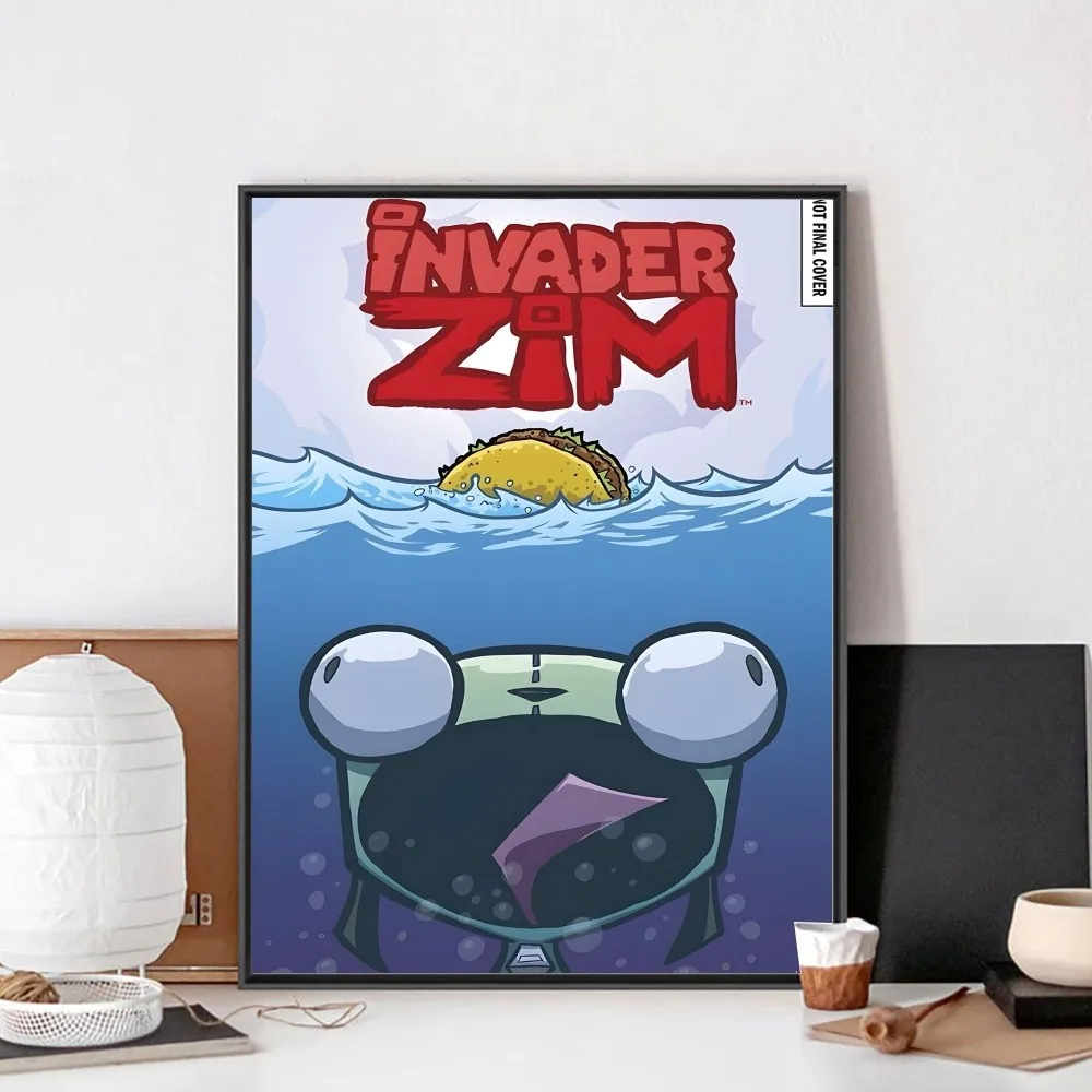 Invader Z-Zim Cartoon Poster No Framed Poster Kraft Club Bar Paper Vintage Poster Wall Art Painting Bedroom Study Stickers