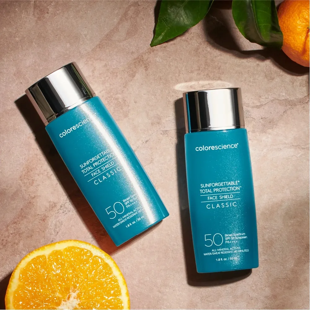 

Colorescience Sunforgettable Total Protection Face Shield Classic SPF50: Нежирный, выравнивающий тон кожи, придающий естественное сияние, защитный крем для лица