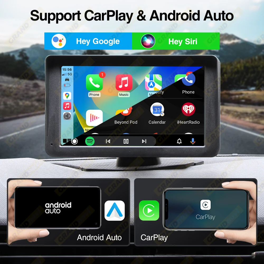 Lecteur de limitation d\'autoradio universel, CarPlay sans fil, Android Auto, écran tactile Mirrorexhauspour VW Nissan Toyota et Kia, 7 pouces