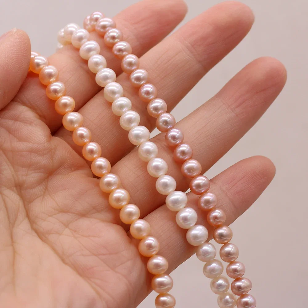 Natural Freshwater Beads Pearl Round Shape Spaced Isolated Loose Beaded for Jewelry Making DIY Necklace Bracelet Accessories