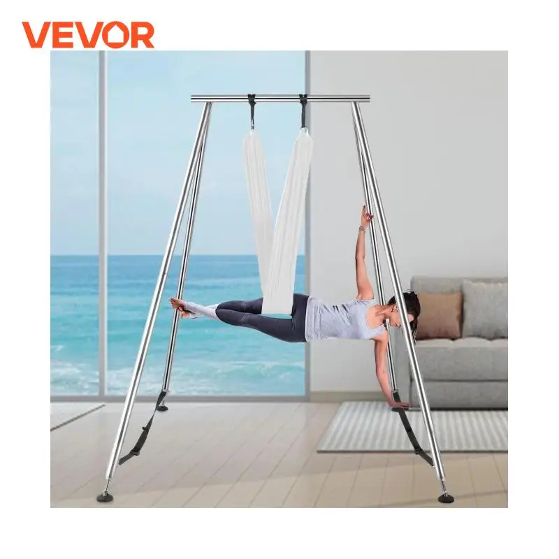 VEVOR Aerial Yoga Swing Stand 551 lbs Load Bearing Portable Steel Frame with 20 / 40 ft Stretch Fabric for Indoor & Outdoor