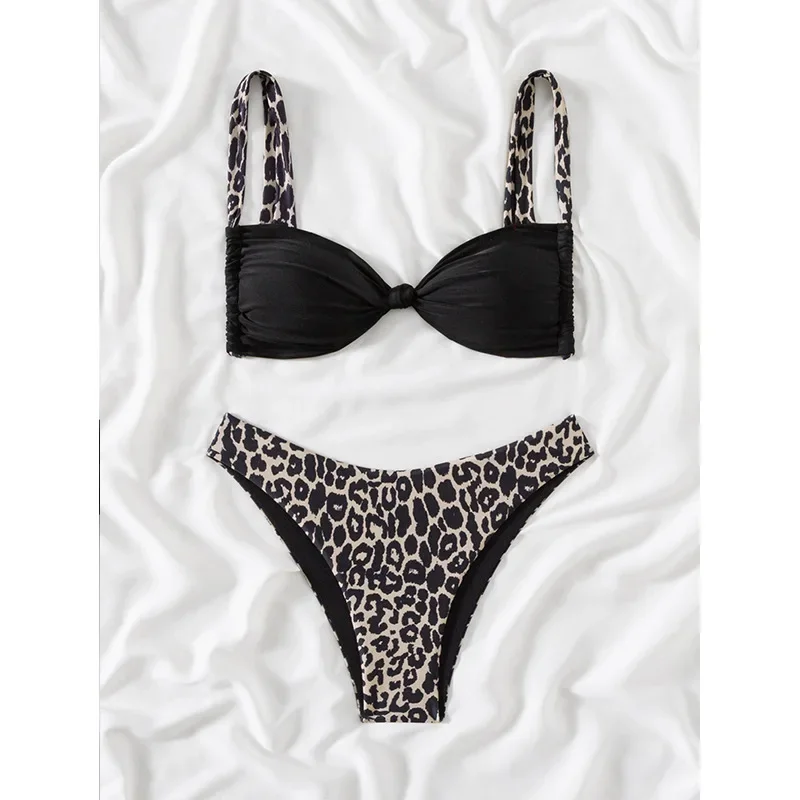 

Сексуальное леопардовое бикини-бандо 2025, женский купальник, женский купальник, стринги, комплект бикини, бразильская пляжная одежда, купальный костюм, Biquini, новинка