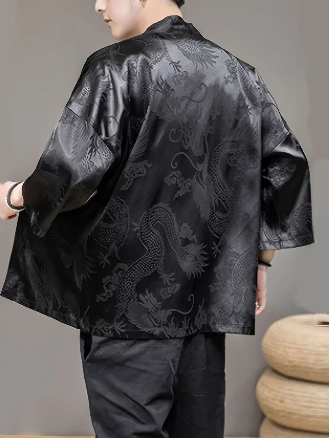 Spring Summer Hanfu Cardigan Jacket Ice Silk Dragon Pattern Chinese Casual Loose-fitting Hanfu Cool Men's Clothing