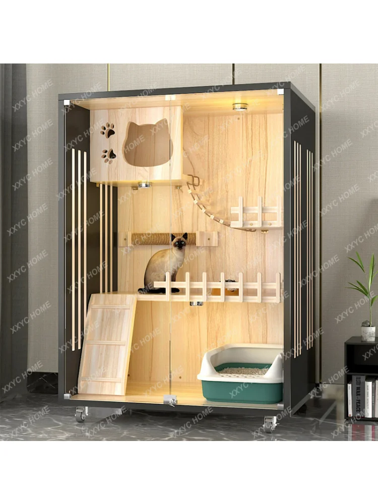 Household Cat Cabinet House Indoor Wooden Villa Climbing Frame Nest Pet Shop Cattery House