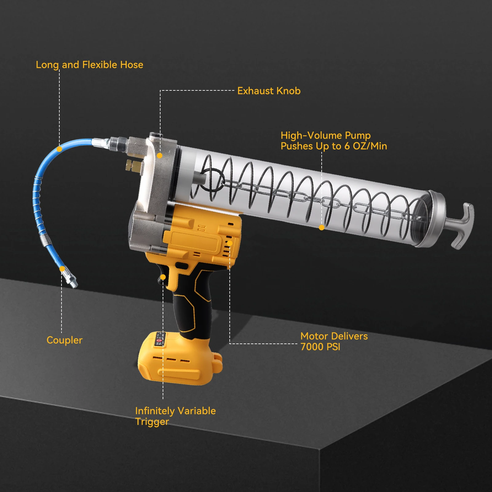 Podofo 100 جرام/دقيقة مسدس الشحوم الكهربائي بدون فرش حفارة أوتوماتيكية مجموعة أدوات مسدس الشحوم المحددة لبطارية ديوالت مع الملحقات #5
