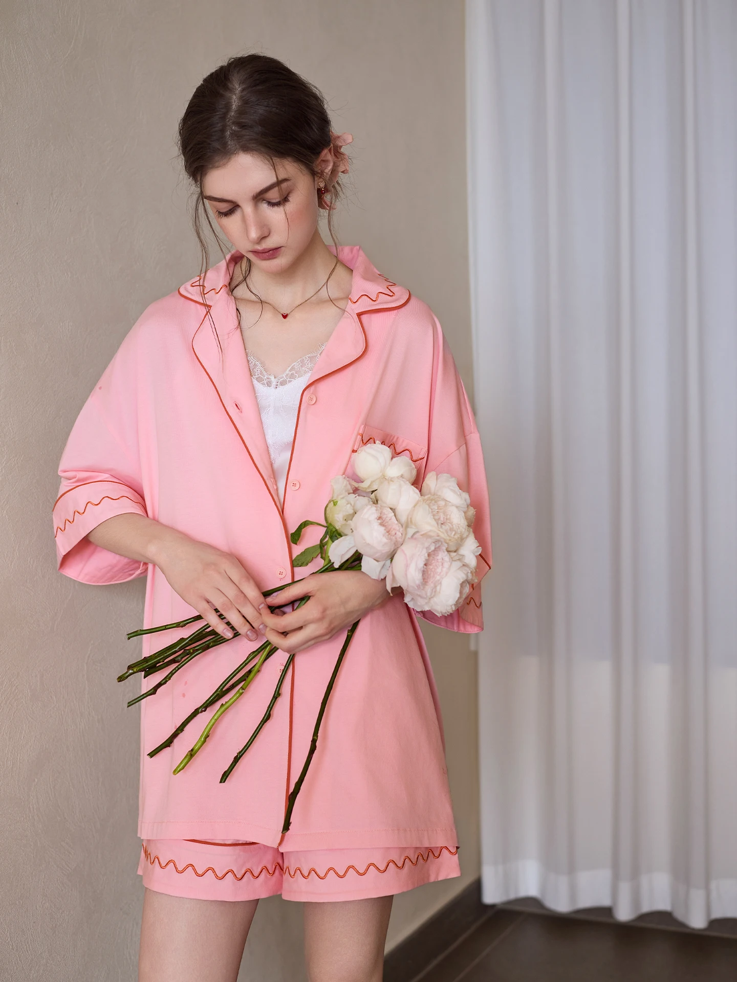 meiteng-–-vetements-de-nuit-en-coton-doux-rose-pour-femmes-vetements-de-maison-amples-a-manches-courtes-tenue-decontractee-confortable-et-respirante-pour-l'ete