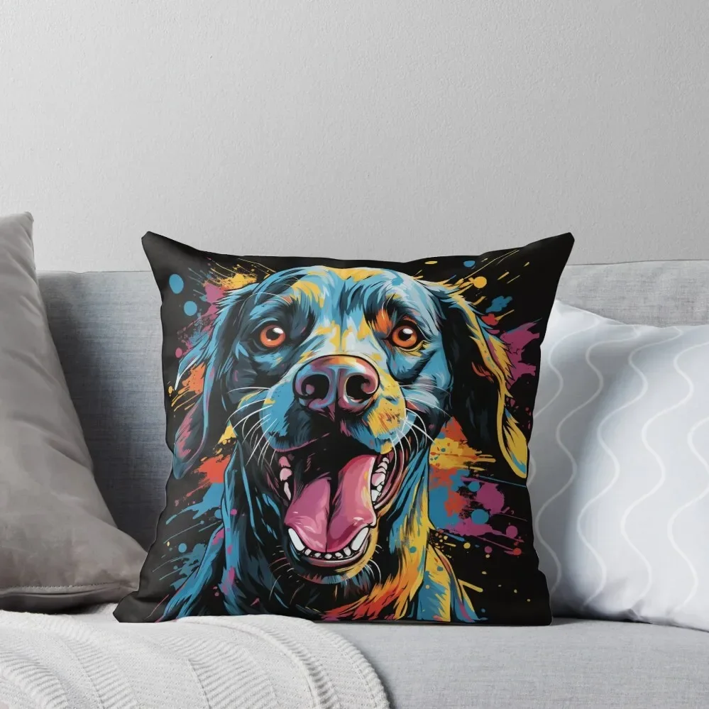 

Colorful doggie dog black labrador smiling Throw Pillow Couch Pillows Luxury Pillow Case Sofas Covers Pillow