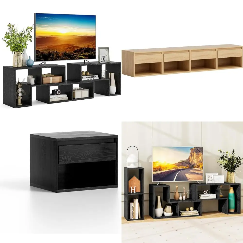 

Modern Minimalist Entertainment Center for 50-65 Inch TVs - Free-Combination Console Stand with TV Table for Living Room
