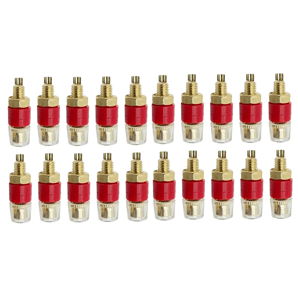 20 Pcs 4mm Brass Binding Posts Terminal Connectors for Audio Wiring and Speaker Connections with Clear Protective Shell