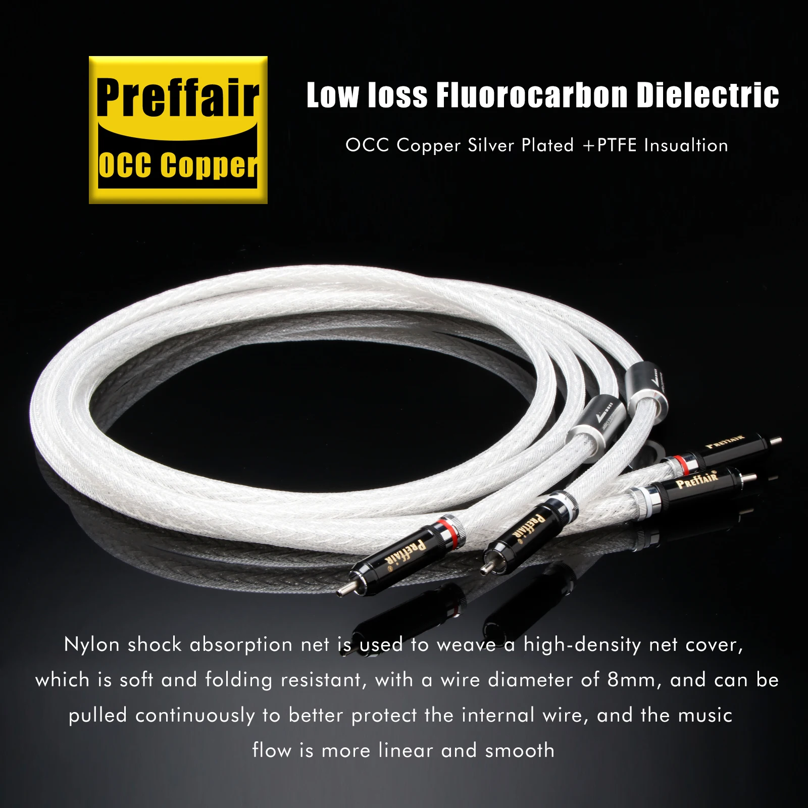 6AG RCA Cable 12Core OCC Copper Silver Plated RCA Audio Cable High Quality Interconnect Amplifier Line with Rhodium Plated Plug