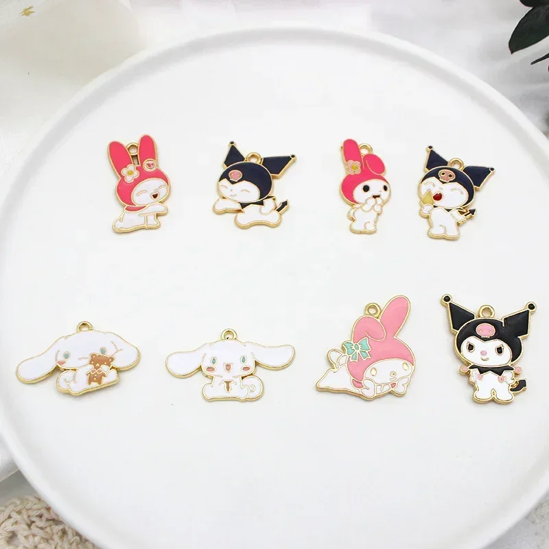 Sanrio Alloy Drip Oil Charm Hello Kitty Cartoon Anime Enamel Charms Earring Bracelet Pendant Jewelry Accessories for Making