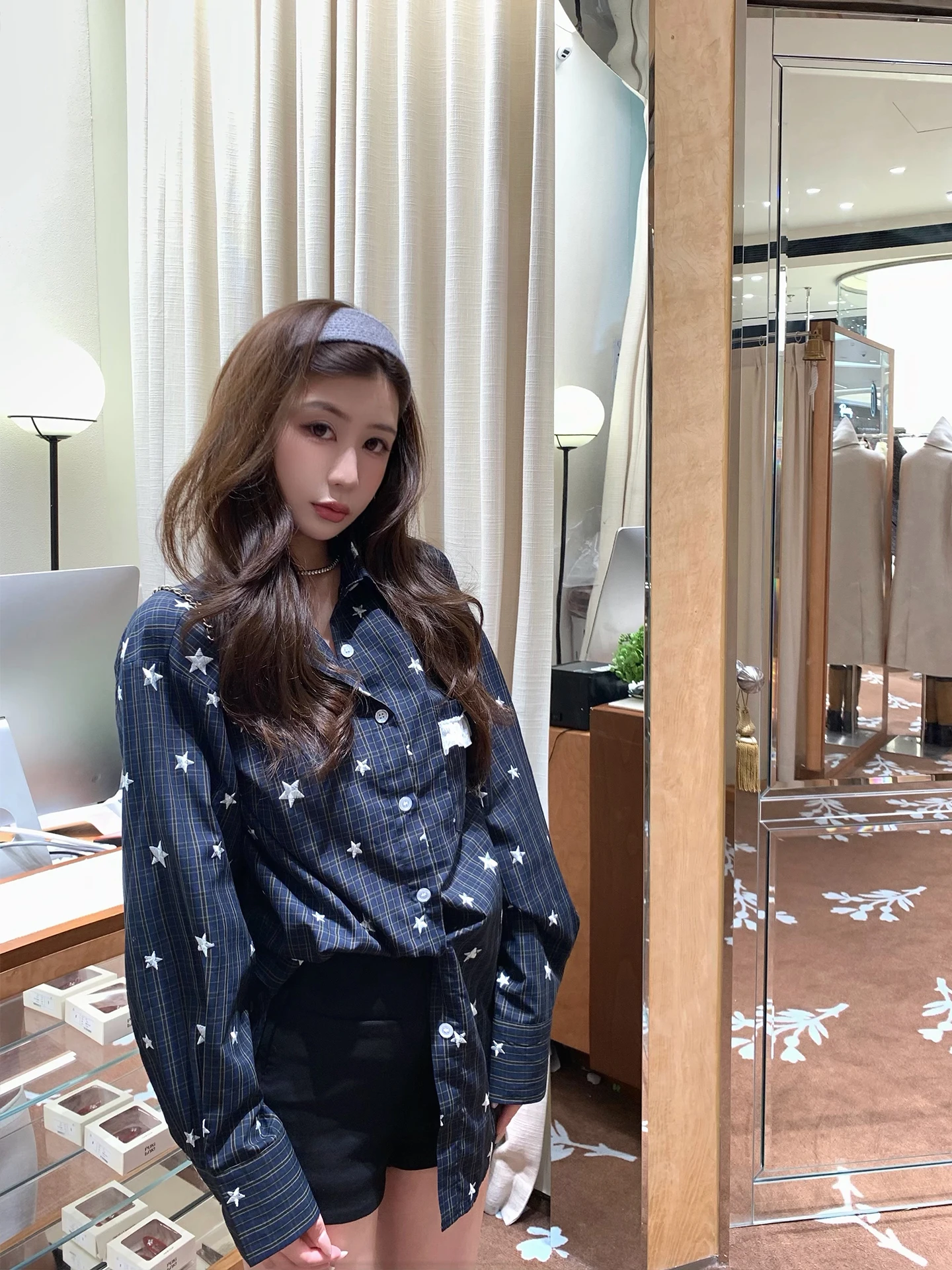 

Xuekeko k Embroidered Star irt Women's Retro Artistic Ele Casual Long Sve Commute irt Skin-friendly Breathable