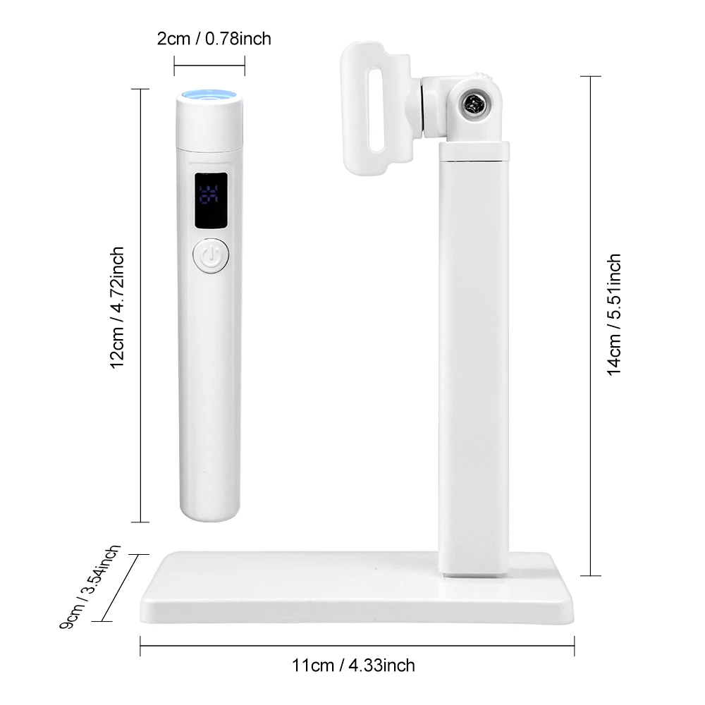 โคมไฟยูวีแอลอีดีสำหรับทำเล็บแบบมืออาชีพ พร้อมจอแสดงผล ชาร์จไฟได้ พกพาสะดวก ขนาดเล็ก พร้อมขาตั้ง สำหรับงานศิลปะบนเล็บ ถอดออกได้