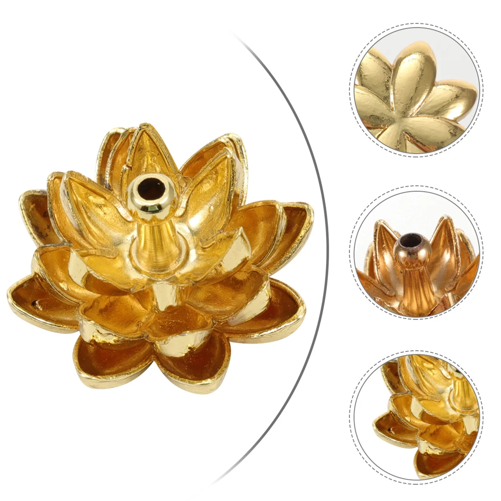 

2Pcs Mini Alloy Incense Holder Lotus Design Fine Carving Home Temple Decor Gift Incense Burner Mini Censer Censer Adornments