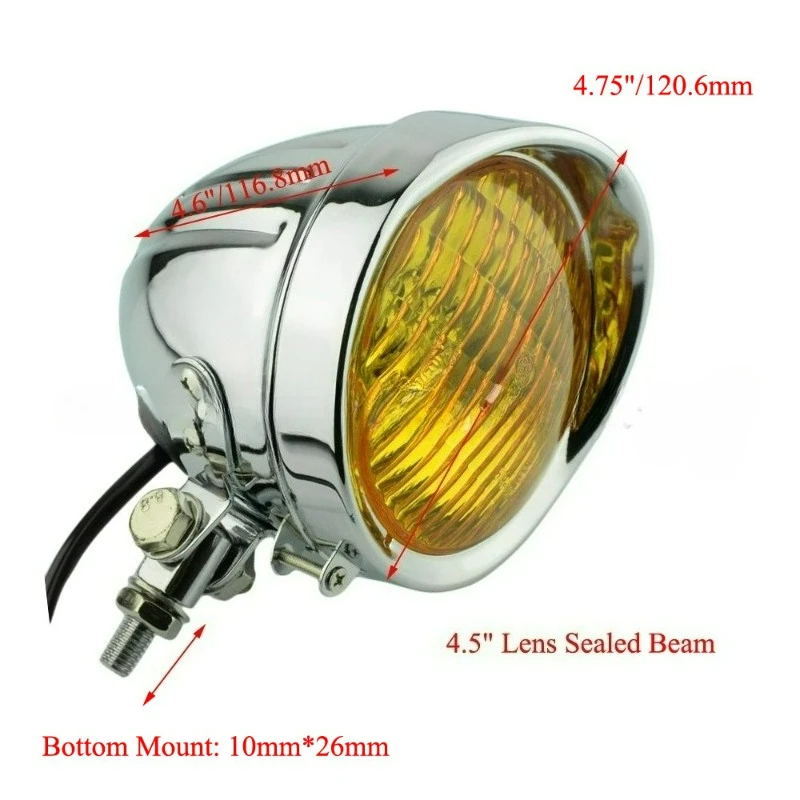 4.5 Inch Motorcycle Headlight Halogen High/Low Beam Head Light Headlight For Cafe Racer Honda Yamaha Suzuki