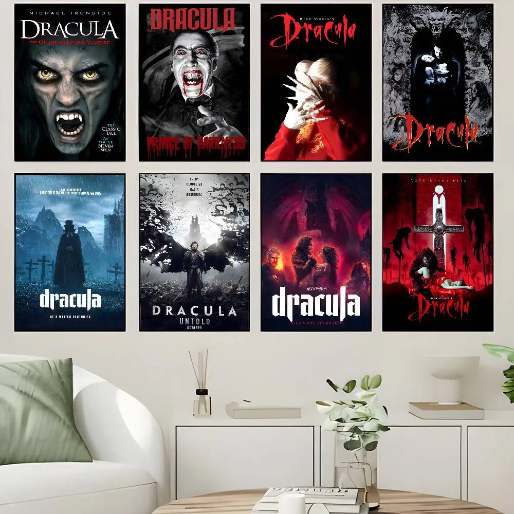 Vintage Klassische Horror-Vampir-Film Dracula Anime Poster Klebende Dekoration Wandkunst Weißes Kraftpapier Wanddekoration