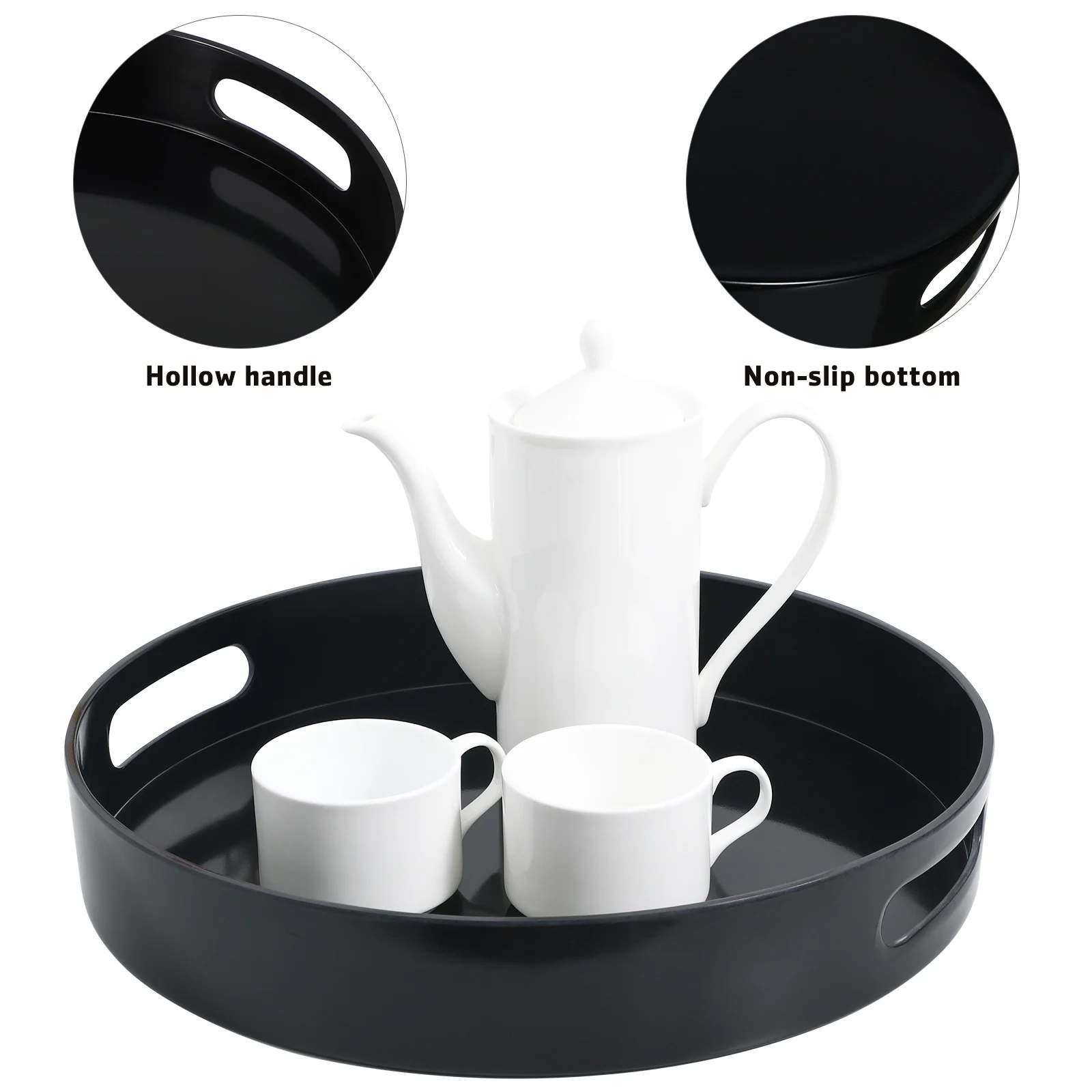 

Round Tray with Handles Suitable Size Sturdy Plastic Material Serving Tray Home Decor Round Trays Home Decor Trays with Handles