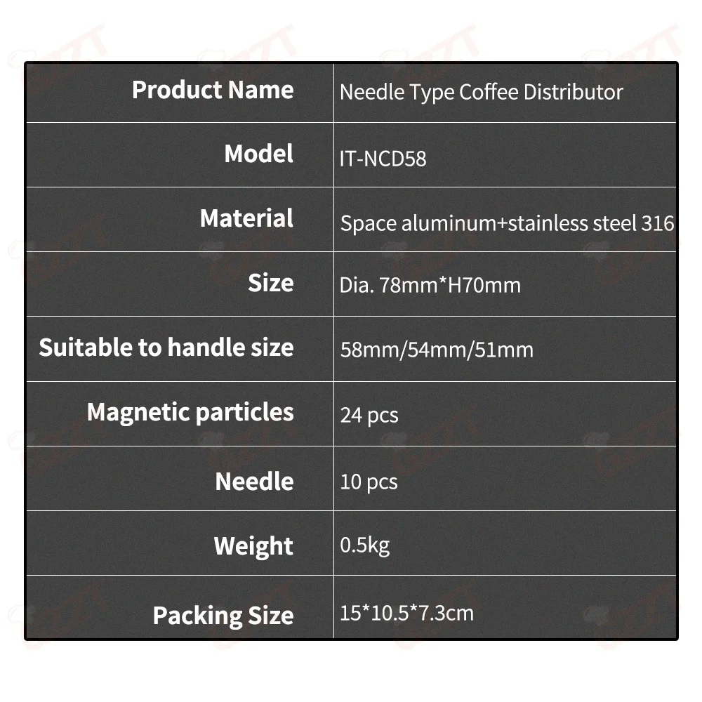 GZZT NCD58 Needle Type Coffee Distributor  58mm/54mm/51mm Compatible Coffee Tamper Space Aluminum & Stainless Steel Tamping Tool