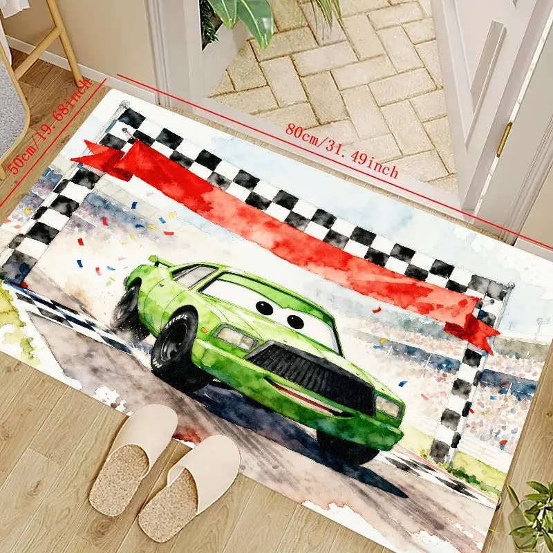

1 шт. детский зеленый коврик для гоночного автомобиля, коврик для гоночного автомобиля с героями мультфильмов для мальчиков, декор для спальни, гостиной, акварель, не-S