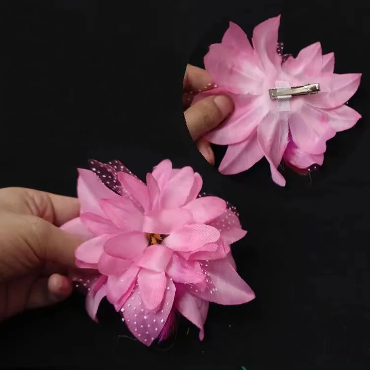 Girls Artificial Feather Flower Hairpins Wedding Bridal Hair Clips Barrette Party Hair Accessories Headwear Gifts Drop-Ship