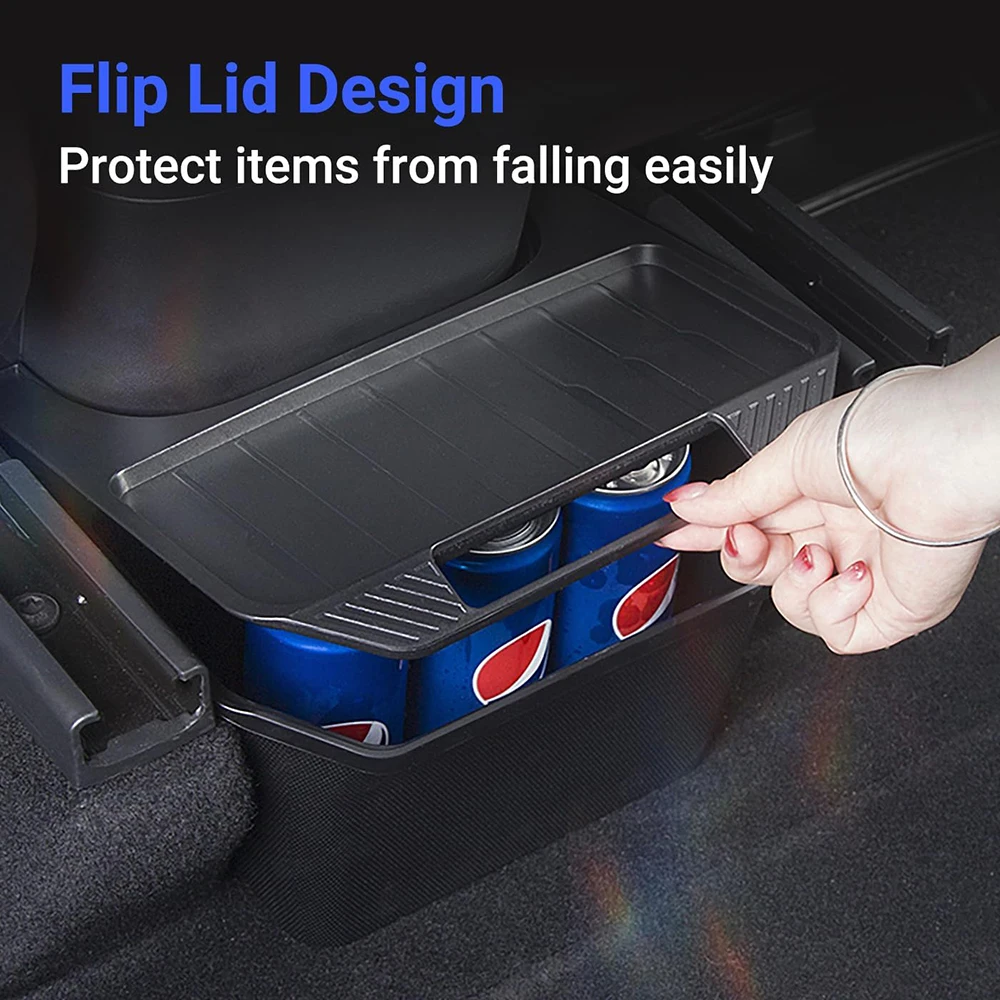 Newest for Model Y Rear Center Console Organizer TPE Backseat Storage Box Garbage Can with Anti-Slip Lid Cover Rear Bin 2nd Row