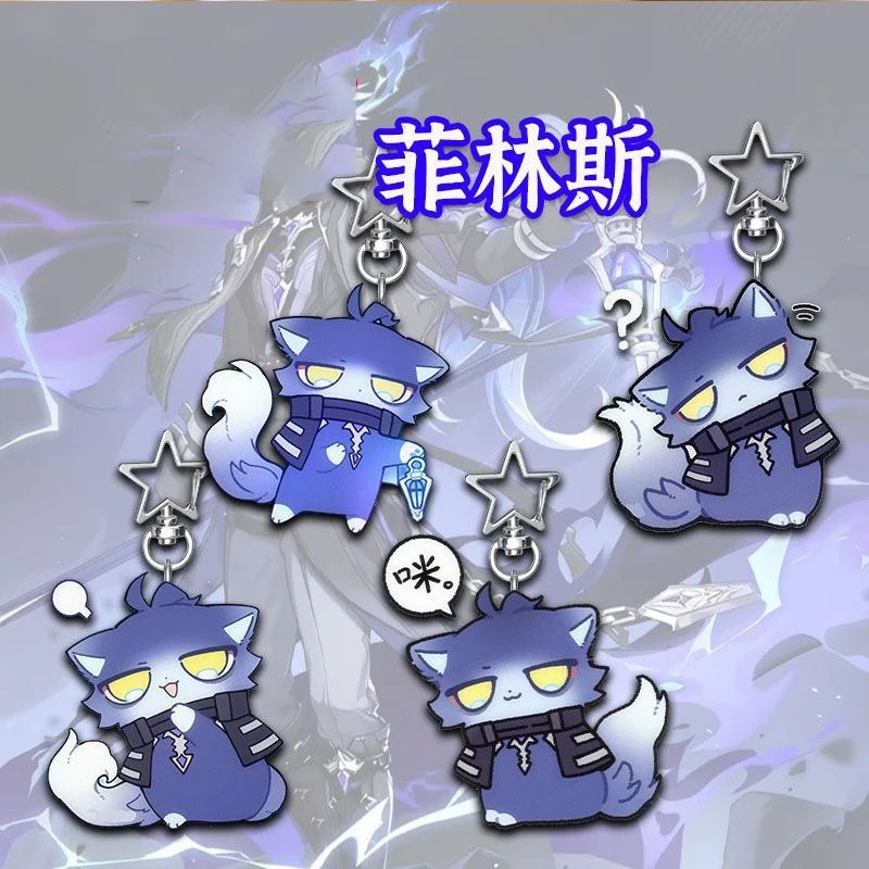 4Pc/Set Kyryll Chudomirovich Flins Cat Acrylic Keychain 4PCS Star Buckle Cute Anime Game Bag Charm Student Gift Pendant