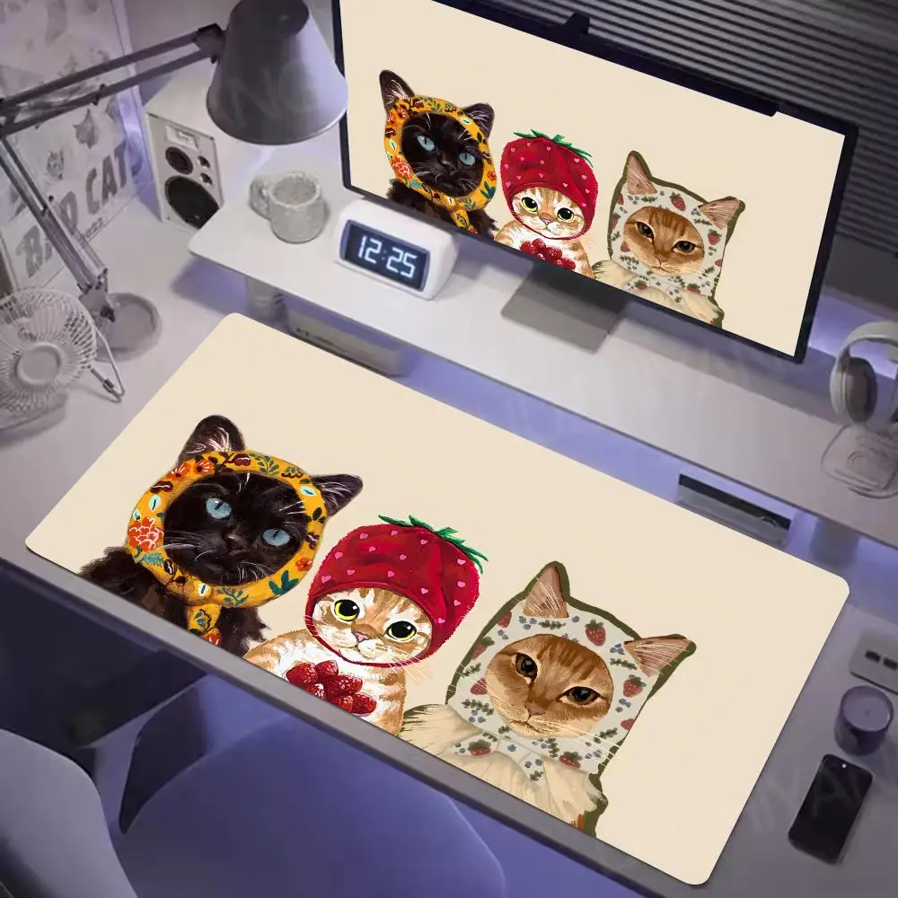 Cute Kawaii Cat Mouse Pad Multiple Sizes Square Computer Office Game Table Mats Gaming Rubber Anti-slip Mousepad Small Desk Pads