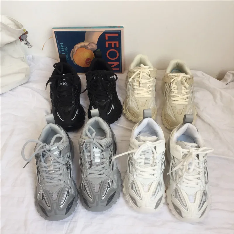 Girls Casual Sneakers 2023 Spring New Thick Sole Dad Shoes Boys Retro Internal Elevation Popular Versatile Premium Grey Sneaker
