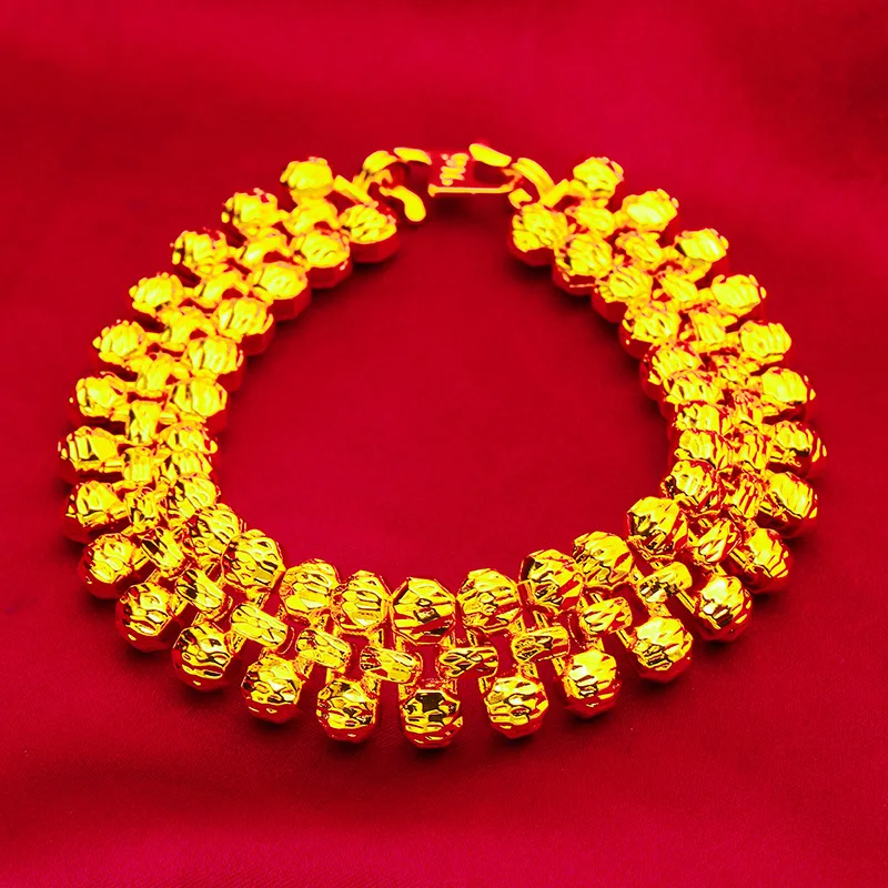 Elegant Matching Wrist Accessory For Ladies 24K Gold AU999 Burr-free smooth 15mm beads comfortable for all age groups women