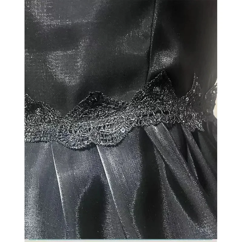 Miku Fashion Gonna con cinturino in raso nero Anime Vocaloid Deep Sea Girl Costume cosplay Abiti di carnevale di Halloween per Lady Girl