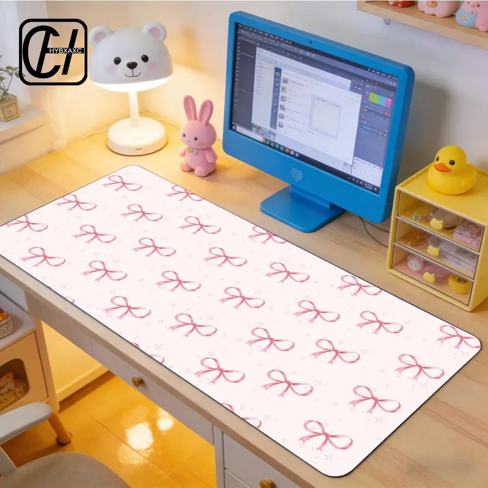 Floral Bow Flower Mouse Pad Non-slip Locking Edge DeskMat PC Laptop Accessories Rubber Office Keyboard Large Game XXL Carpet